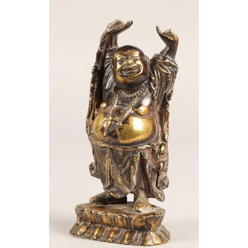 30 - Brass model of a happy Buddha, 17cm h