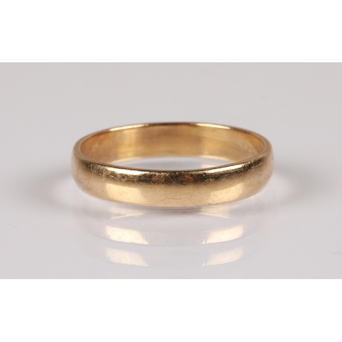 88 - 9ct gold plain wedding band, makers B Brothers, ring size I, 1.3g.