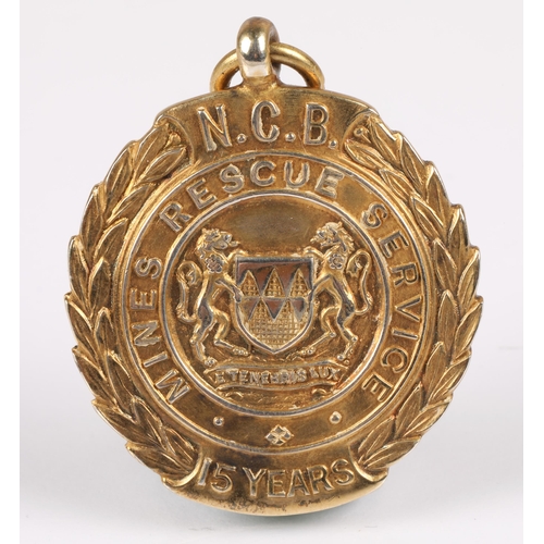 91 - Silver gilt NCB (National Coal Board?) Mines Rescue Service 15 year medal [SCOTTISH DIVISION AYR &am... 