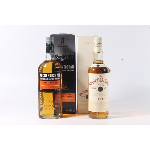 1430 - BRUICHLADDICH old style 10 year old Islay single malt Scotch whisky, 70cl 40% abv. boxed and AUCHENT... 