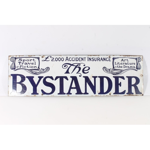 1457 - Vintage enamel metal sign The Bystander (British magazine), by Willing & Co Ltd, 15cm x 51cm.