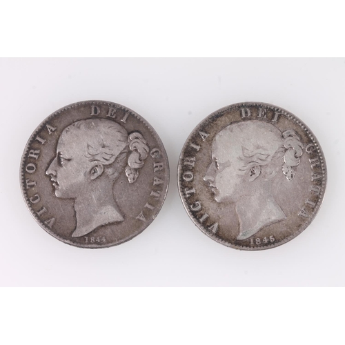 1596 - UNITED KINGDOM Queen Victoria (1837-1901) silver crown 1844 star stops and 1845 cinquefoil stops, S3... 