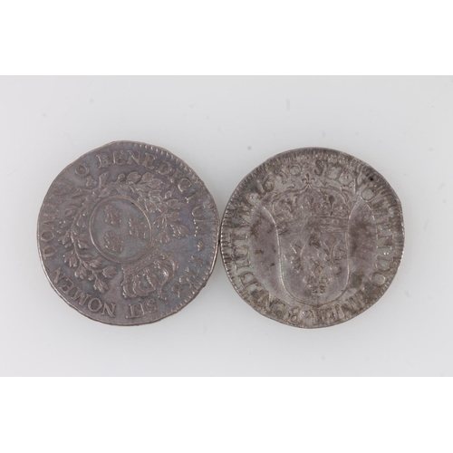 1603 - FRANCE, King Louis XIV (1643-1715) silver half ecu 1650 and King Louis XV (1715-1774) silver half ec... 