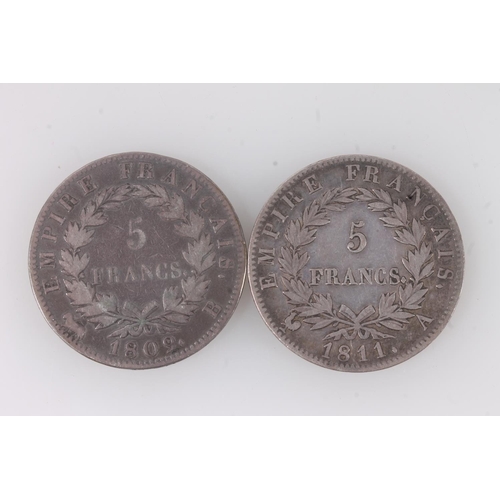 1604 - FRANCE, French Empire, Napoleon I (1804-1815) silver 5 franc 1809, mint mark B for Rouen and marks o... 