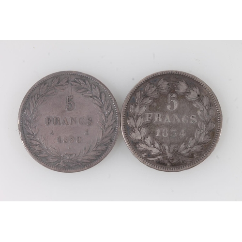 1606 - FRANCE King Louis Phillippe I (1830-1848) silver 5 francs 1834, mint mark A for Paris, also the mark... 