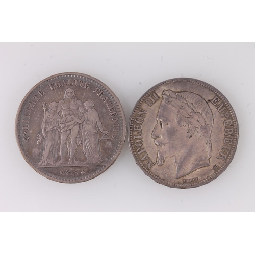 1607 - FRANCE, French Empire, Napoleon III (1852-1870) silver 5 francs 1868, mint mark BB for Strabourg, al... 