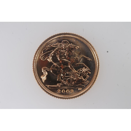 1730 - UNITED KINGDOM Queen Elizabeth II (1952-2022) gold bullion half sovereign 2003.