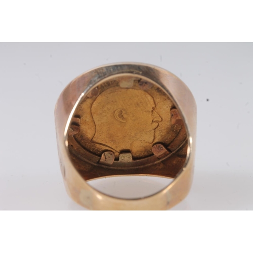 1733 - UNITED KINGDOM King Edward VII (1901-1910) gold sovereign, in a 9ct gold ring mount, ring size R, 15... 