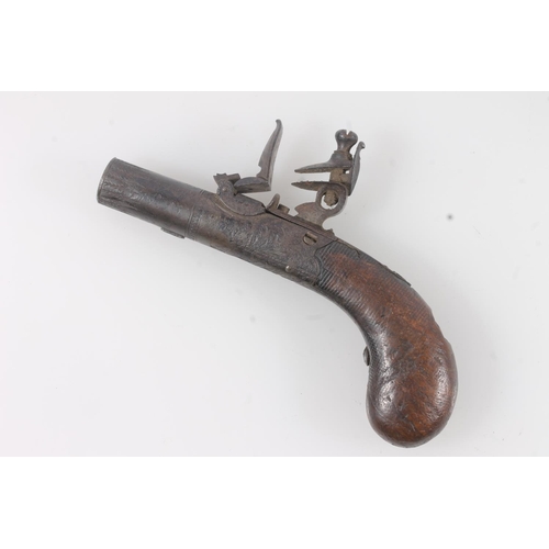 1827 - 19th century flintlock pocket or muff pistol by Smith of London, 12cm long.