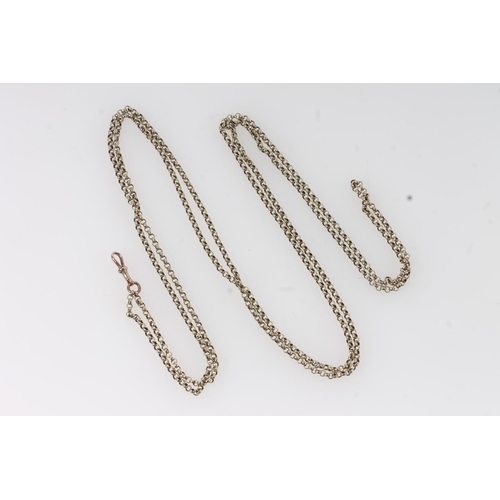 107 - 9ct gold belcher link muff chain, with applied lozenge stamped '9ct', 33.8g gross.