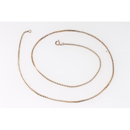 108 - 8ct gold box link neck chain, the clasp stamped '333', 11.7g.