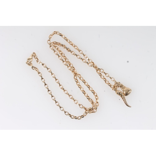 126 - 9ct gold faceted chain link neck chain with Italian 9ct gold $1000 pouch pendant and another, 23.3g ... 