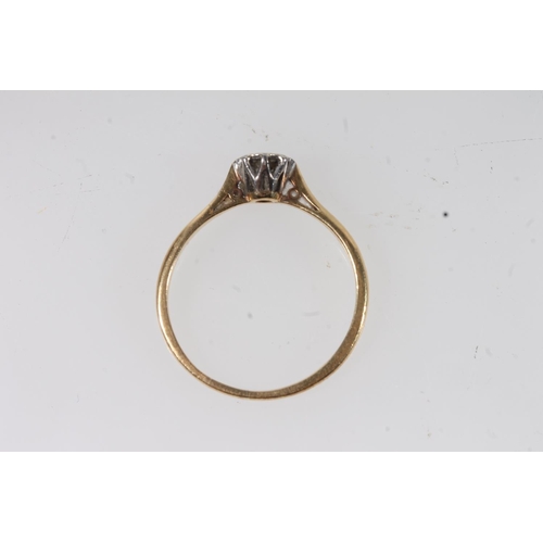 143 - 18ct gold diamond solitaire ring, the brilliant round cut diamond prong set, on a plain band, diamon... 