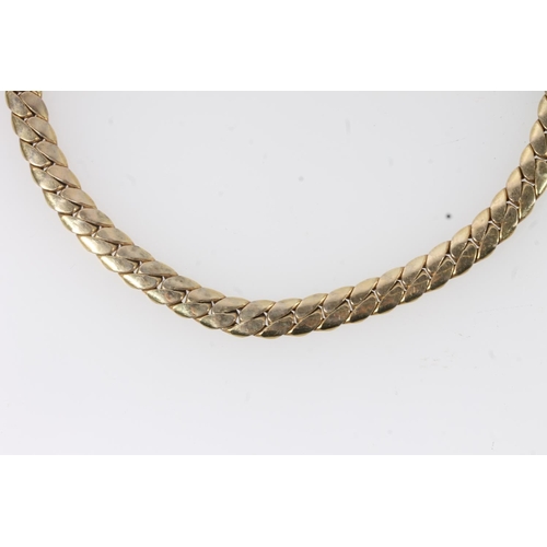 152 - Italian 9ct gold herringbone chain link necklace, 17.5g.