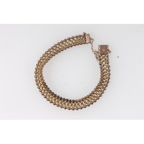 156 - 9ct gold beaded chain bracelet, 11.9g.