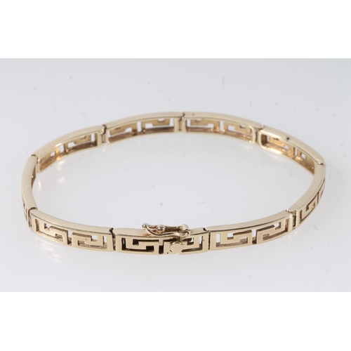 161 - 14ct gold greek key bracelet, 12.4g