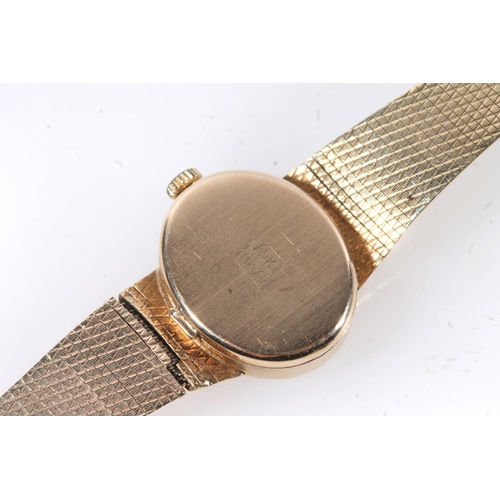 187 - 9ct gold cased ladies Eterna cocktail watch, the oval champagne dial with baton hands and markers, o... 