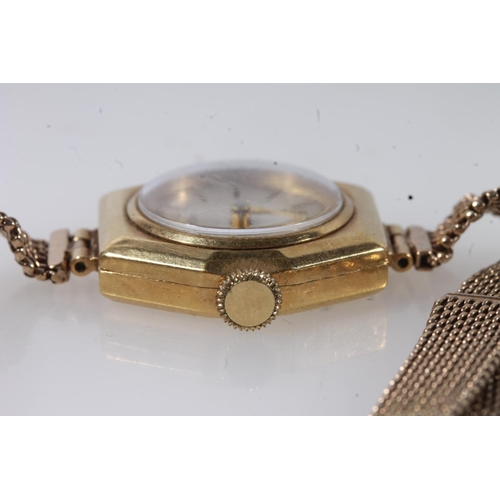 188 - 18ct gold cased Movado ladies cocktail watch, the hexagonal case with silvered dial, baton five minu... 