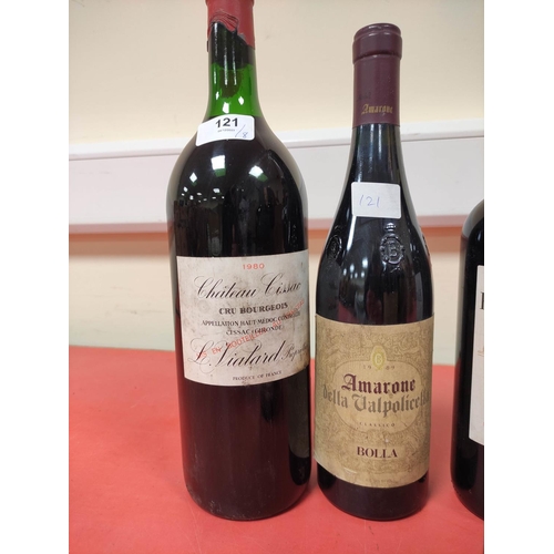 16 - Eight bottles of assorted red wine, To include Chateau Cissac 1980, 150cl, Chateau Haut-Chaigneau 20... 