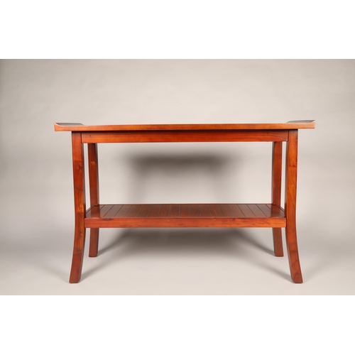 544 - Contemporary mahogany hall table with shelf