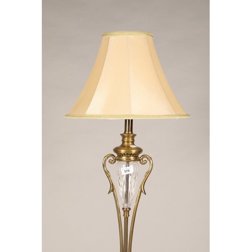 570 - Brass and cut glass standard lamp