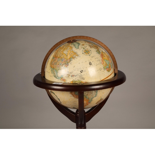 574 - Globe in mahogany stand, 98cm h