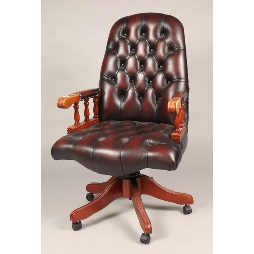 617 - burgundy leather button back office chair