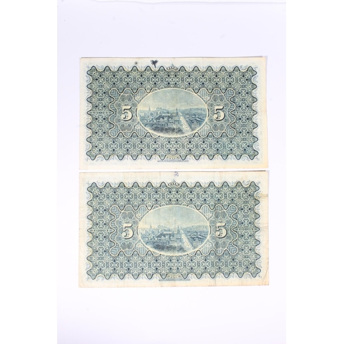 1549 - THE NATIONAL BANK OF SCOTLAND LIMITED, two £5 five pound banknotes, 11th January 1943, B677-83... 