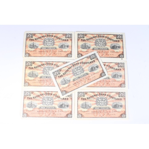 1551 - THE NATIONAL BANK OF SCOTLAND LIMITED, seven £1 one pound banknotes, 1st July 1952 x2 and 2nd ... 