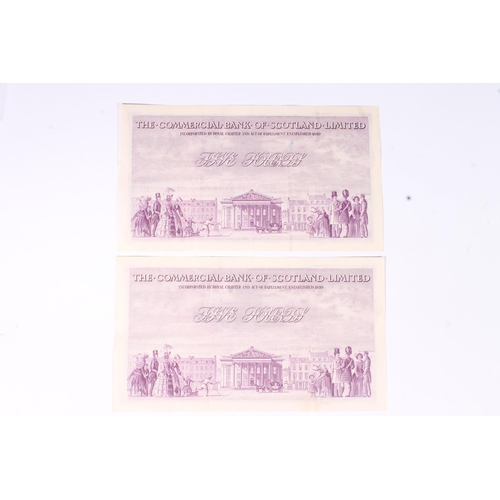 1556 - THE COMMERCIAL BANK OF SCOTLAND LIMITED, consecutive pair of £5 five pound banknotes, 3rd Janu... 