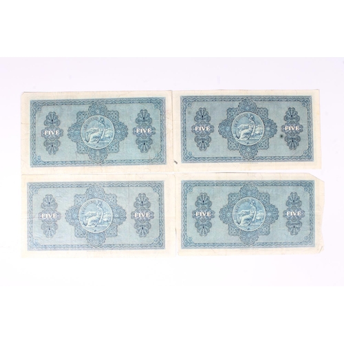 1578 - THE BRITISH LINEN BANK, four £5 five pound banknotes, 1944, Waugh and Mackenzie, SC214a. (4)