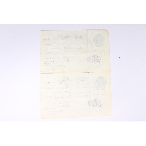 1580 - BANK OF ENGLAND, consecutive pair of £5 five pound banknotes, 13th March 1947, L64 088334 and 088335... 