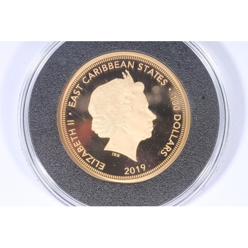 1737 - EAST CARIBBEAN STATES Queen Elizabeth II gold proof twenty sovereigns coin (100 dollars $100) 2019 [... 