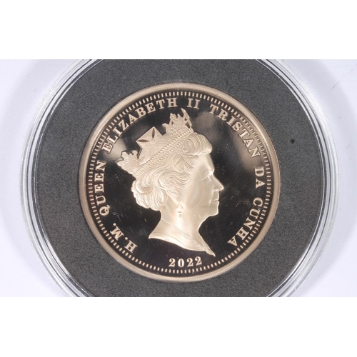 1738 - TRISTAN DA CUNHA Queen Elizabeth II platinum plated gold proof twenty pounds £20 coin 2022 [22ct gol... 