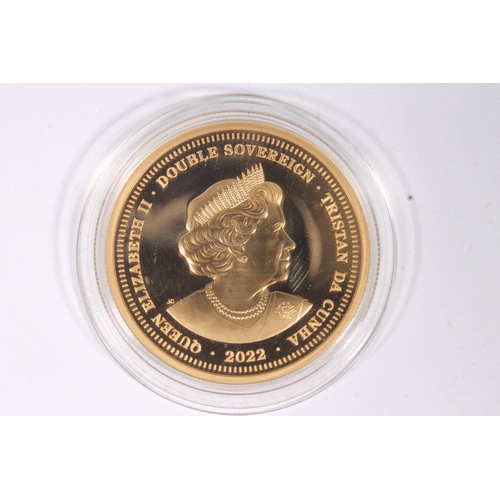 1740 - TRISTAN DA CUNHA Queen Elizabeth II gold proof double sovereign 2022 [22ct gold, 16g, 32mm], issued ... 