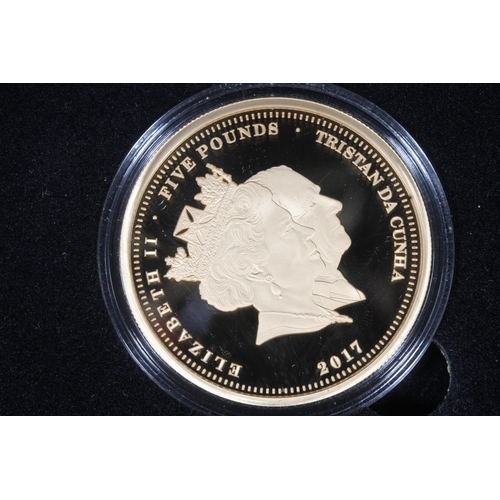 1744 - TRISTAN DA CUNHA Queen Elizabeth II gold proof five-coin set  2017 comprising five pounds &poun... 