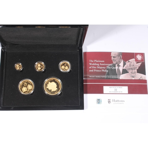 1744 - TRISTAN DA CUNHA Queen Elizabeth II gold proof five-coin set  2017 comprising five pounds &poun... 