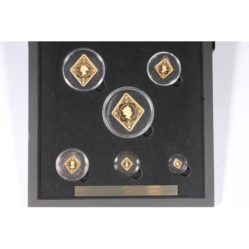 1746 - TRISTAN DA CUNHA Queen Elizabeth II gold proof six-coin set 2022 comprising five pounds £5, do... 