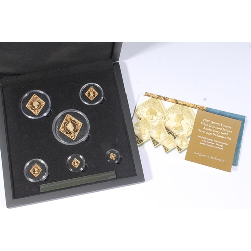 1746 - TRISTAN DA CUNHA Queen Elizabeth II gold proof six-coin set 2022 comprising five pounds £5, do... 