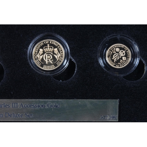 1750 - TRISTAN DA CUNHA King Charles III gold proof 'Accession Sovereign Deluxe' four-coin set 2023 compris... 