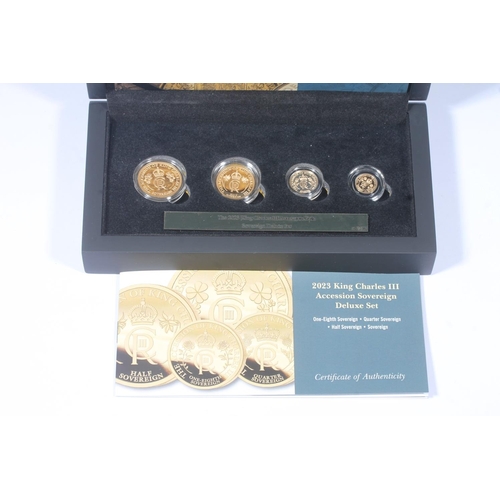 1750 - TRISTAN DA CUNHA King Charles III gold proof 'Accession Sovereign Deluxe' four-coin set 2023 compris... 