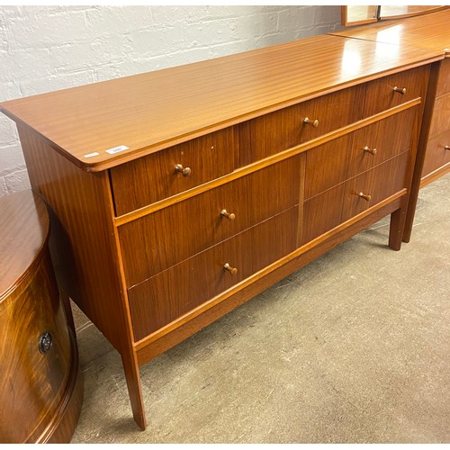 596 - Vanson mid-century dressing table with tri mirror ,chest of drawers and double wardrobe