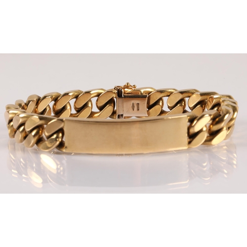 49 - 18ct yellow gold heavy chain ID bracelet, 154 g...