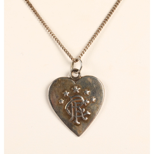 49A - Hallmarked silver Rangers FC heart necklace, 6.3g...