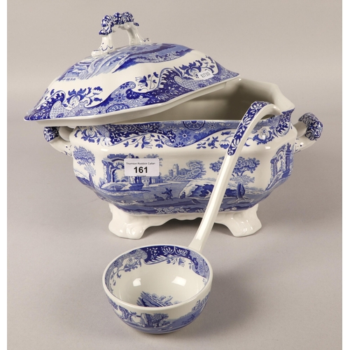 161 - Blue and white Spode soup tureen with lid and ladle