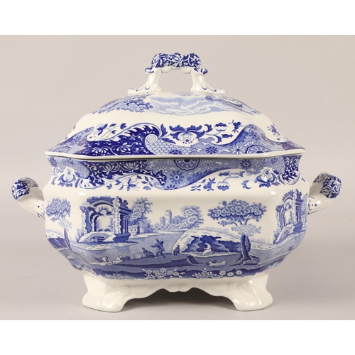 161 - Blue and white Spode soup tureen with lid and ladle