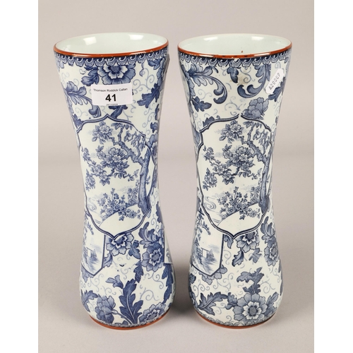 41 - Royal Bonn Germany pair of blue and white vases 29cm h...