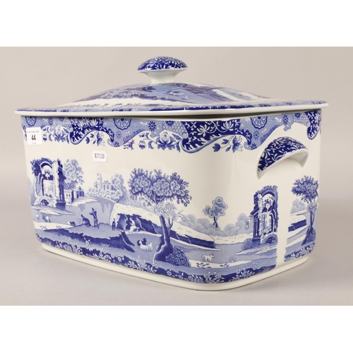 44 - Spode blue and white lidded bread bin 40cm w x 25cm h including handle...