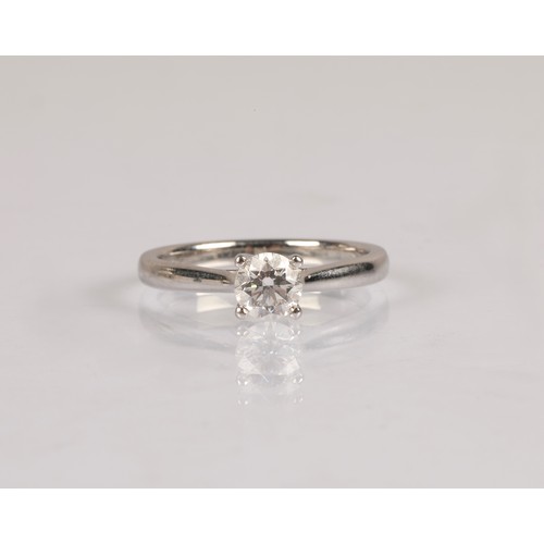 48A - Ladies Diamond solitaire ring, 0.5 carat on a platinum shank, ring size K...