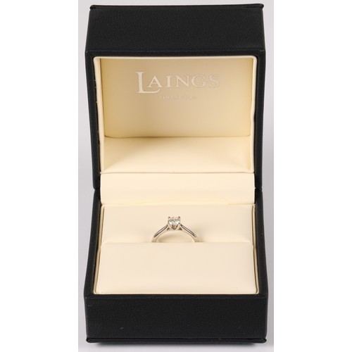 48A - Ladies Diamond solitaire ring, 0.5 carat on a platinum shank, ring size K...